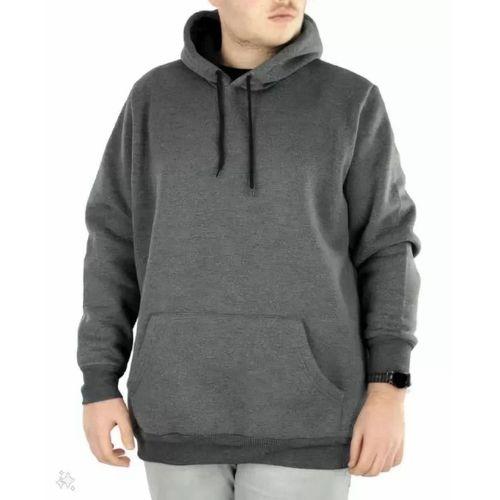 Erkek Uzun Kol Kapşonlu Basic Sweatshirt Hoodie - Füme