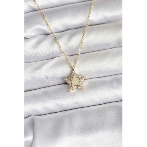 Pirinç Gold Renk Zincirli Yıldızlı Model Kadın Kolye