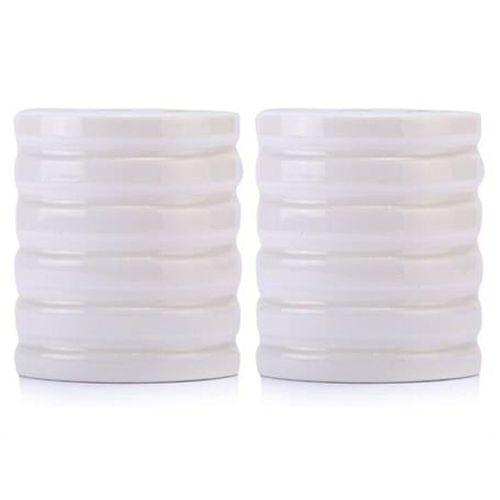 2 Adet Kalemlik Oval Çizgili Model Seramik Ofis Gereci  9X6X11Cm