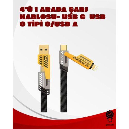 Dönüştürülebilir 4 Başlıklı Hızlı Şarj Kablosu – 1.2m, 65w, Dayanıklı Ve Esnek Tasarım