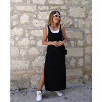 Kadın Askılı Yuvarlak Yakalı Cepli Yırtmaç Detaylı Viskon Elbise Ve Atlet Ikili Takım