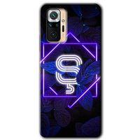 MRCİLETİSİM Xiaomi Redmi Note 10 Pro Kılıf Kapak - Dark Neon Yaprak Ş Harfi +Hayalet Ekran Yandan Gözükmez