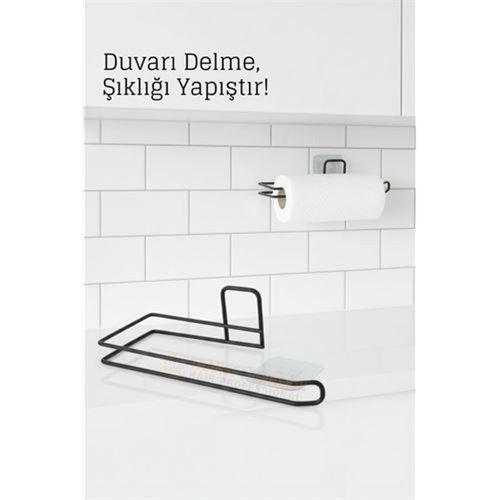 Yapışkanlı Kağıt Havluluk – Siyah Metal, 25 x 7 cm