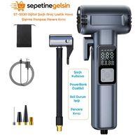 Sepetinegelsin ST-5530 Dijital Şarjlı Araç Lastik Hava Şişirme Pompası Penere Kırıcı