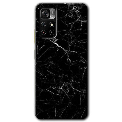 Redmi Note 11T Kılıf HD Desen Baskılı Arka Kapak - Siyah Mermer
