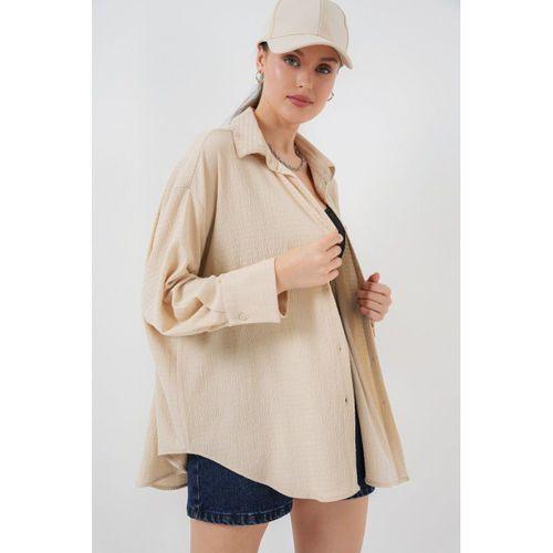Örme Oversize Gömlek 20264 - Bej