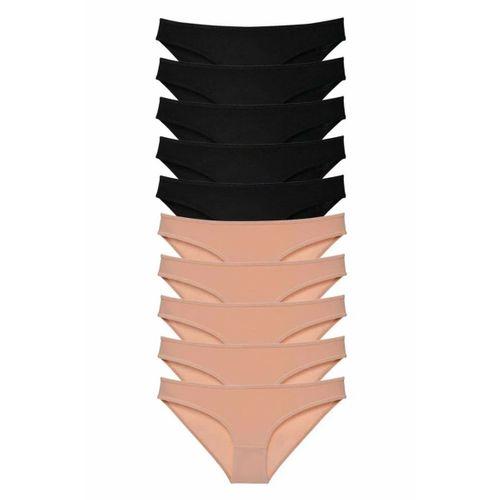 10 adet Süper Eko Set Likralı Kadın Slip Külot Siyah Ten