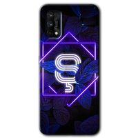 Realme 7 Pro Kılıf HD Desen Baskılı Arka Kapak - Dark Neon Yaprak Ş Harfi + Kırılmaz Cam