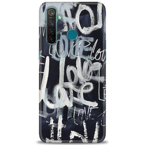 Realme 5 Pro Kılıf HD Baskılı Kılıf - Gri Love + Tam Ekran Koruyucu