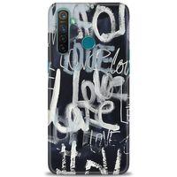 Realme 5 Pro Kılıf HD Baskılı Kılıf - Gri Love + Tam Ekran Koruyucu