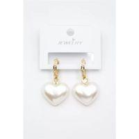 İnci Kalp Küpe - Altın