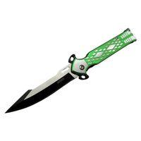 Y18c Yeşil İnce Kamp Çakı 20 Cm - Manuel, Kemerlikli, Plastik Desenli Sap