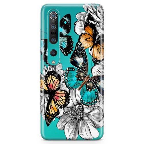 Xiaomi Mi 10 Kılıf Kelebek Çiçek Arka Kapak Koruma Desenli Full Koruyucu
