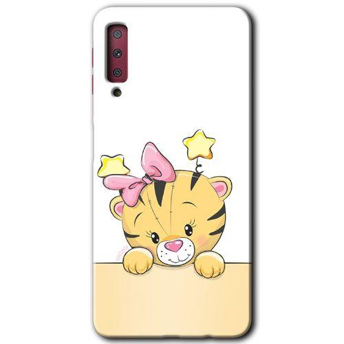 Galaxy A7 2018 Kılıf HD Desen Baskılı Arka Kapak - Sevimli Kedi + Kırılmaz Cam