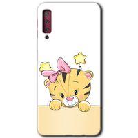 Galaxy A7 2018 Kılıf HD Desen Baskılı Arka Kapak - Sevimli Kedi + Kırılmaz Cam