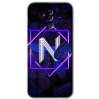 Potkal Hediye Fabrikası Huawei Mate 20 Lite HD Baskılı Kılıf + 9D Tam Ekran Koruyucu - Dark Neon Yaprak N Harfi