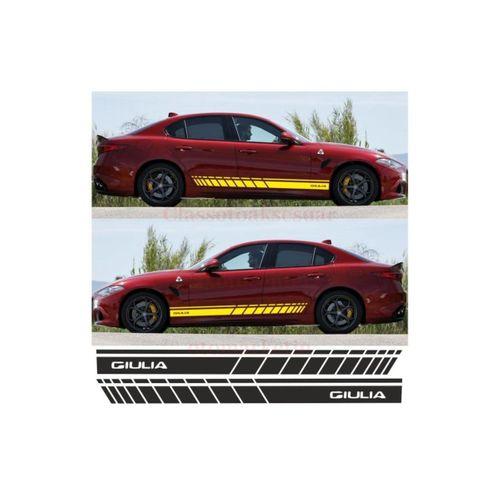 Alfa Romeo Giulia İçin Uyumlu Aksesuar Oto Yan Şerit Sticker Beyaz Uzunluk 175 Cm