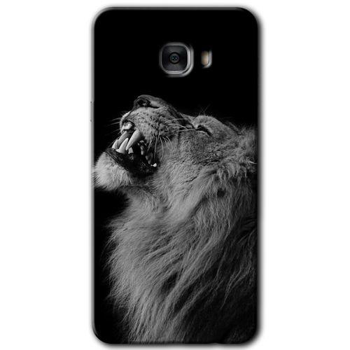 Galaxy C7 Kılıf HD Desen Baskılı Arka Kapak - Lion + Kırılmaz Cam