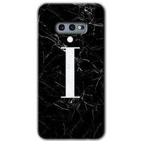 Potkal Hediye Fabrikası Samsung Galaxy S10e HD Baskılı Kılıf + 9D Tam Ekran Koruyucu - Siyah Mermer Desenli İ Harfi