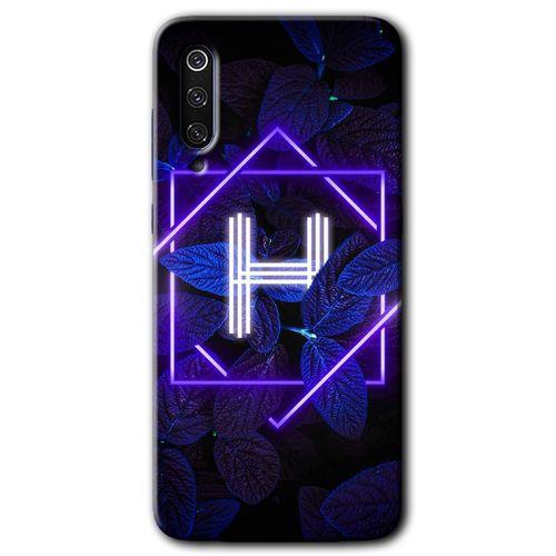Potkal Hediye Fabrikası Xiaomi Mi 9 Kılıf HD Desen Baskılı Arka Kapak - Dark Neon Yaprak H Harfi
