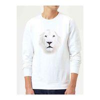 White Lion Baskılı Beyaz Erkek Sweatshirt