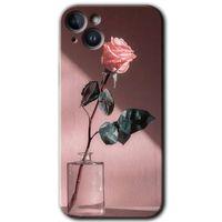 iPhone 14 Kılıf HD Desen Baskılı Arka Kapak - Temperli Cam - Retro Gül