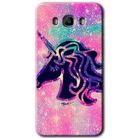 MRCİLETİSİM MRCİLETİSİM Samsung Galaxy J7 2016 Kılıf HD Desen Baskılı Arka Kapak + Temperli Cam - Unicorn Kristal