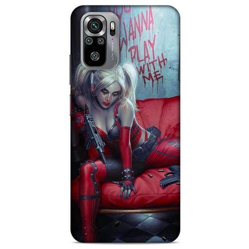 Xiaomi Redmi Note 10 Uyumlu Kılıf Harley Quinn (22) Tam Koruma Kılıfı Kırmızımsı kahverengi