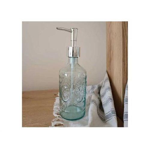 Cam Sıvı Sabunluk Mavi 7X7X21Cm 350Ml