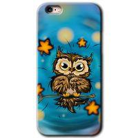 iPhone 6 Plus Kılıf HD Desen Baskılı Arka Kapak + Temperli Cam - Owl Bird Stars