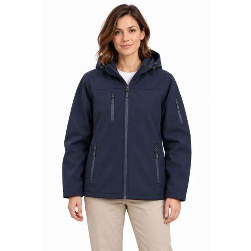 Su Geçirmez Softshell İçi Polar Astarlı Çıkarılabilir Kapüşonlu 4 Cepli Mont Ceket - Lacivert