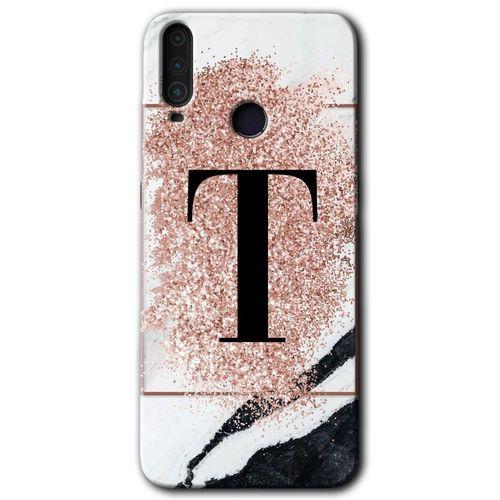 General Mobile GM 10 Kılıf HD Desen Baskılı Arka Kapak - Pembe Mermer Desenli T Harfi