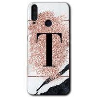 General Mobile GM 10 Kılıf HD Desen Baskılı Arka Kapak - Pembe Mermer Desenli T Harfi