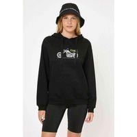 Chopper Baskılı Siyah Kadın Kapşonlu Sweatshirt