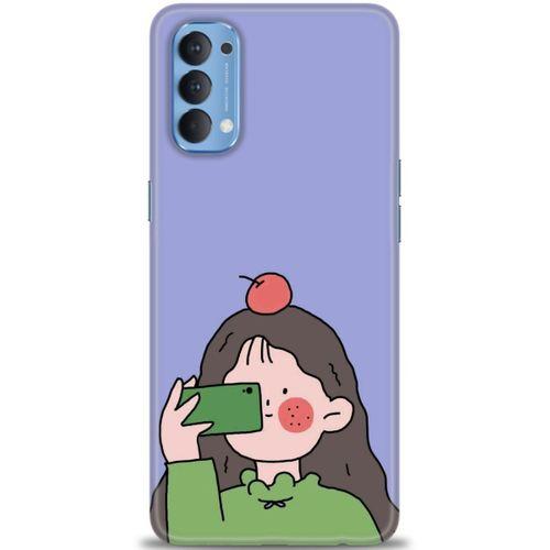 Oppo Reno 4 Kılıf HD Baskılı Kılıf - Yeşil Kız + Tam Ekran Koruyucu