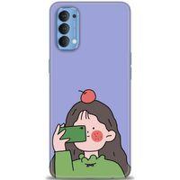 Oppo Reno 4 Kılıf HD Baskılı Kılıf - Yeşil Kız + Tam Ekran Koruyucu
