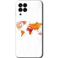MRCİLETİSİM MRCİLETİSİM Samsung Galaxy M33 Kılıf HD Desen Baskılı Arka Kapak + Temperli Cam - Dünya Haritası