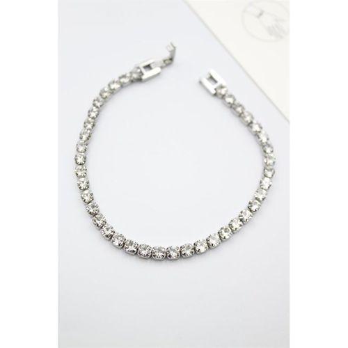 Taşlı Su Yolu Çelik Bileklik - Gümüş