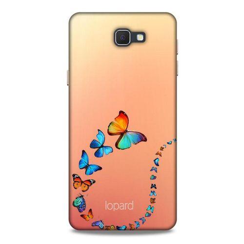 Samsung Galaxy J7 Prime Kılıf Kelebek Etkisi (47) Crystal Flex Kılıf Fuşya Sarı