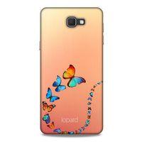 Samsung Galaxy J7 Prime Kılıf Kelebek Etkisi (47) Crystal Flex Kılıf Fuşya Sarı