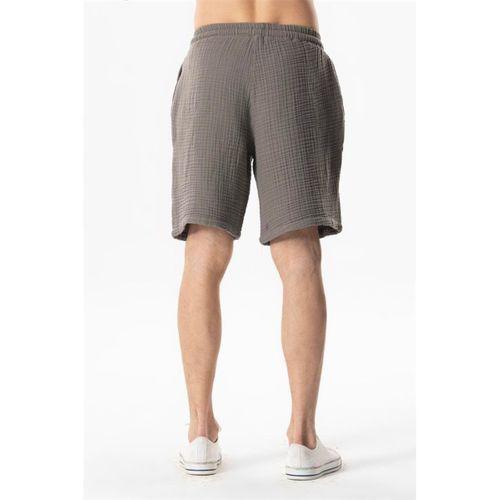 Beli Lastikli Rüzgar Kadın/Erkek Unisex Müslin Yazlık Şort Gri Gri
