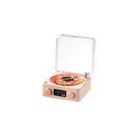 Waves Nostalji Plak Görünümlü Bluetooth Hoparlör 3d Ses Dalgası Retro Müzik Plak Pembe