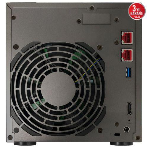 ASUSTOR AS6704T, 4Gb DDR4 Ram, 4 Yuvalı (4x22TB Destek), 4xM.2, PCI-e, 2x2.5GbE Network, 2xUSB 3.2, Tower NAS (Yedekleme) Cihazı