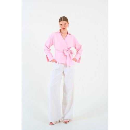 Düz Yandan Bağlamalı Gömlek - Pembe