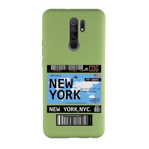 Xiaomi Redmi 9 Uyumlu New York Ticket Desenli Premium Silikonlu Lansman Telefon Kılıfı
