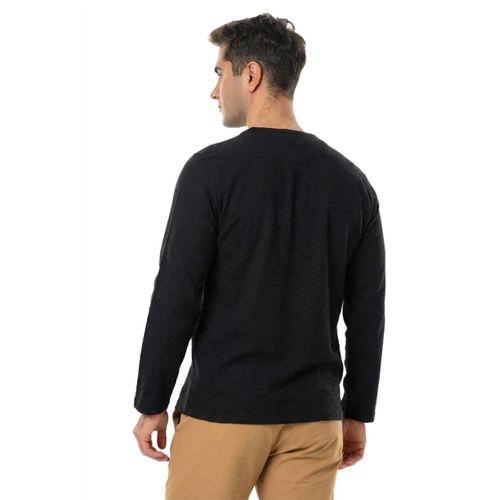 Halikarnas Uzun Kol Violet Düğme Detaylı Erkek Yazlık Tshirt Siyah Syh