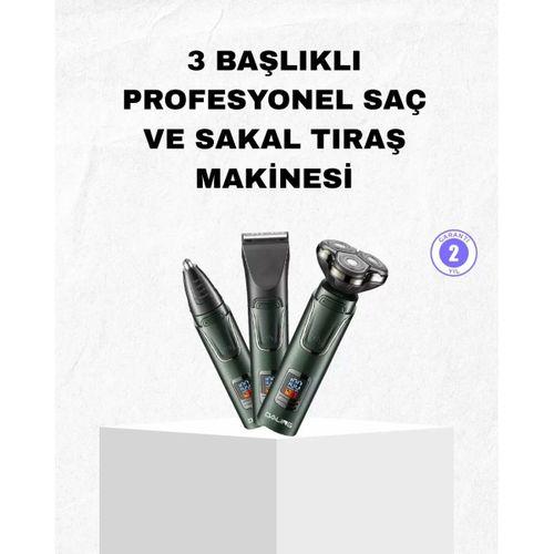 Şarjlı Ve Kablosuz 3 Başlıklı Profesyonel Bakım Seti – Saç, Sakal, Burun Ve Kulak Düzeltici