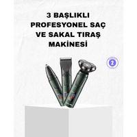 Şarjlı Ve Kablosuz 3 Başlıklı Profesyonel Bakım Seti – Saç, Sakal, Burun Ve Kulak Düzeltici