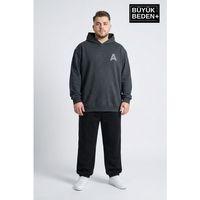 Erkek Büyük Beden Kapşonlu A Baskılı  ince Swatshırt SPR26BSW957-12