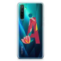 Oppo Realme 5 Pro Kılıf A Harfi Çiçekli Arka Kapak Koruma Desenli Full Koruyucu
